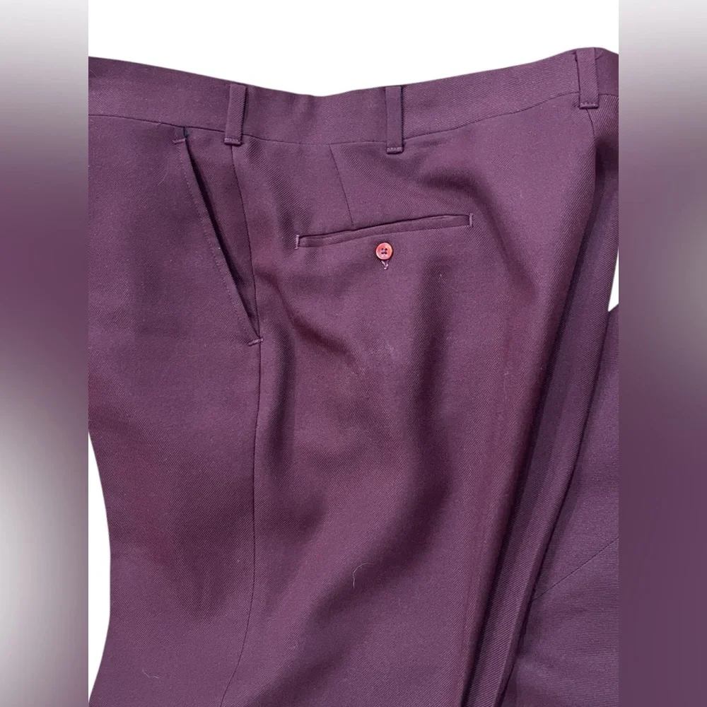 Grandpa Lounge singer Maroon burgundy vintage polyester slacks - Picture 3 of 9